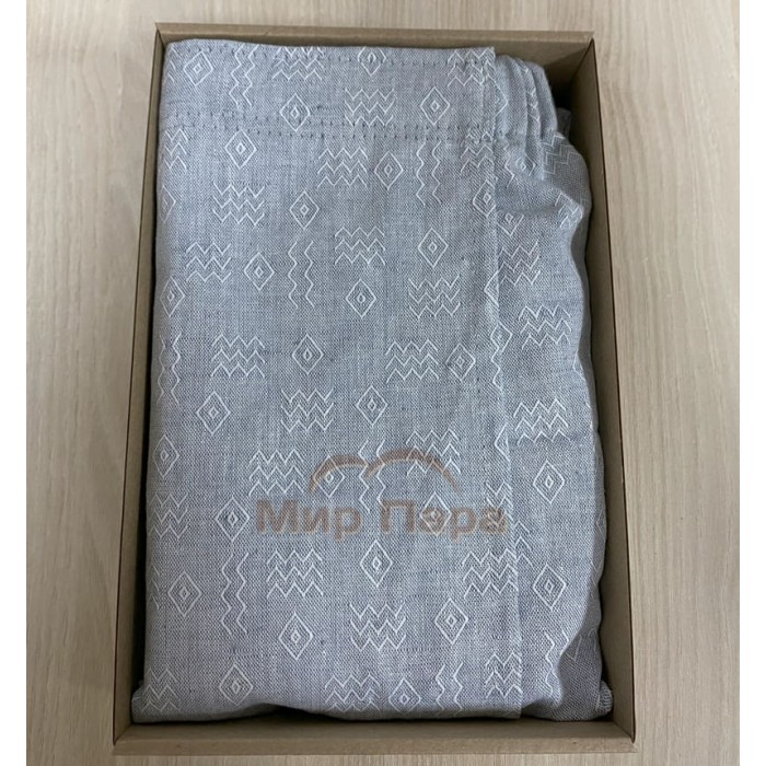 Парео женское с орнаментом для бани 147х85 см (лен+хлопок) серый